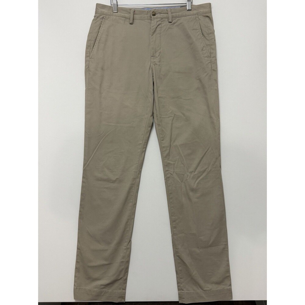 Polo Ralph Lauren Chino Pants Mens 32x34 Brown Tan Stretch Straight Cotton Pony
